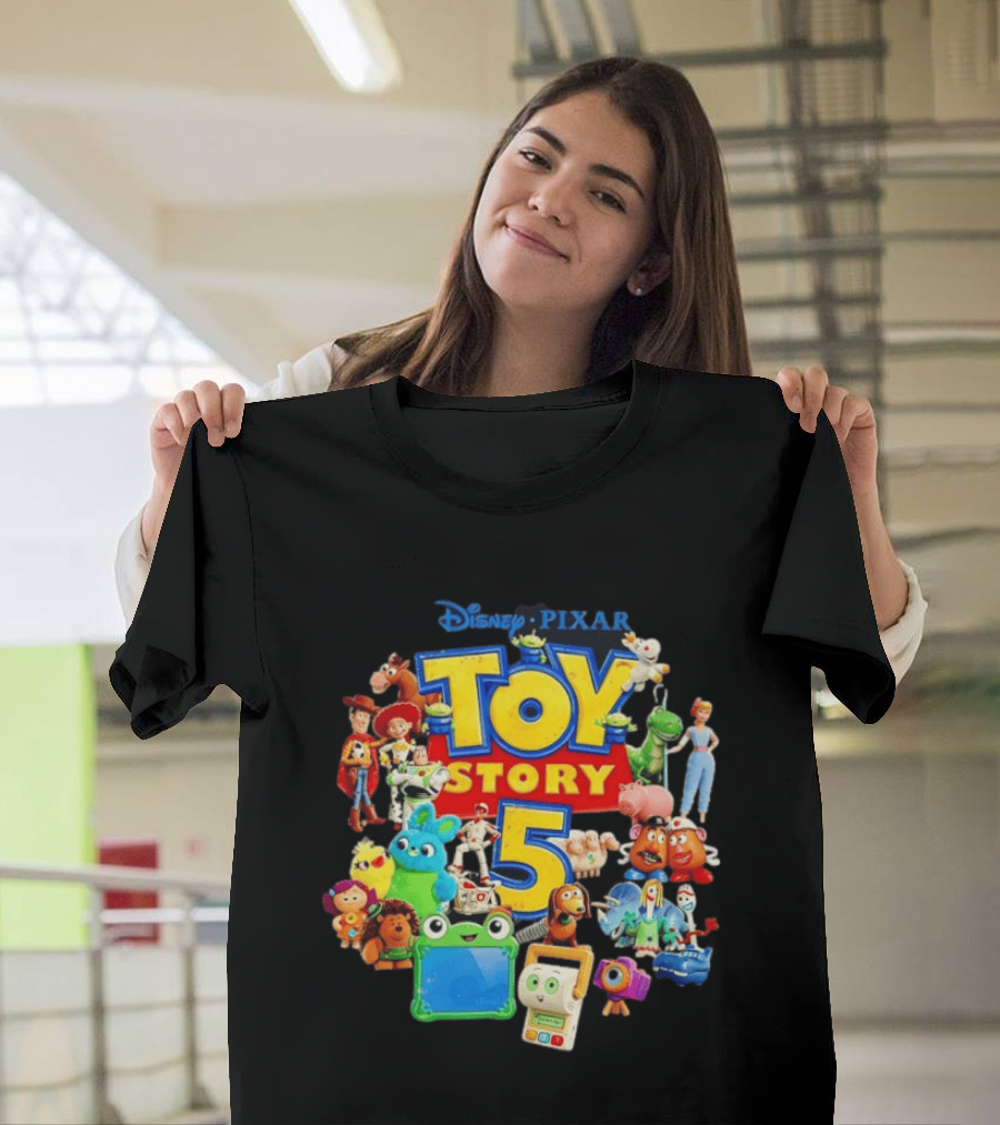 Disney Pixar Toy Story 5 Characters Collection Woody Buzz Rex Bo Peep Mr Potato Head Slinky Jessie Forky T-Shirt