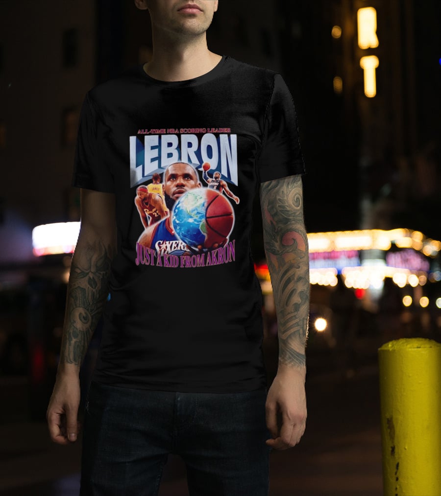 LeBron All Time NBA Scoring Leader Just A Kid From Akron T-Shirt