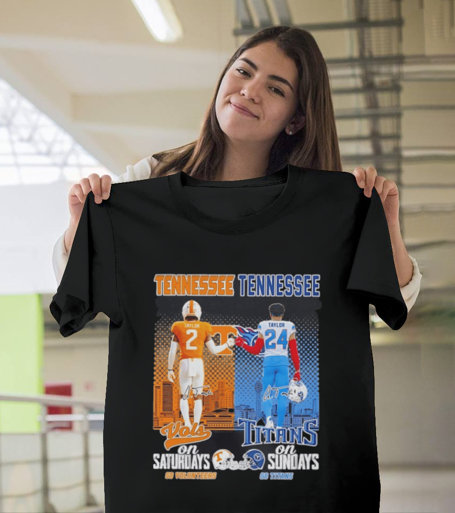 Tennessee Volunteers On Saturdays Go Volunteers Tennessee Titans On Sundays Go Titans T-Shirt