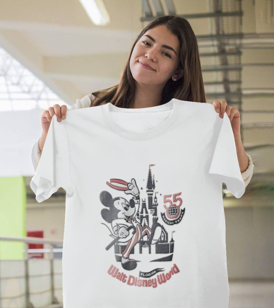 Walt Disney World Mickey Mouse 55 Magical Years Tipping Hat Castle T-Shirt