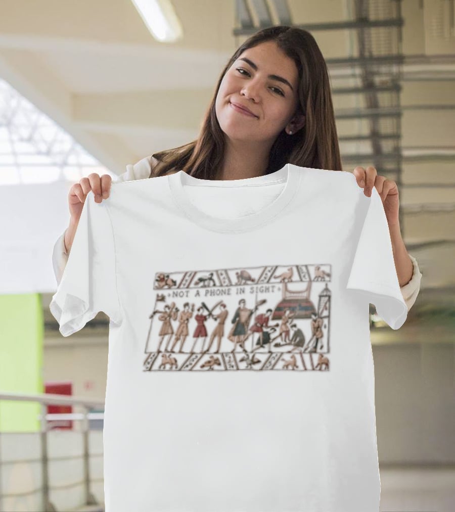 Bayeux Tapestry Not A Phone In Sight Medieval Gathering Scene T-Shirt