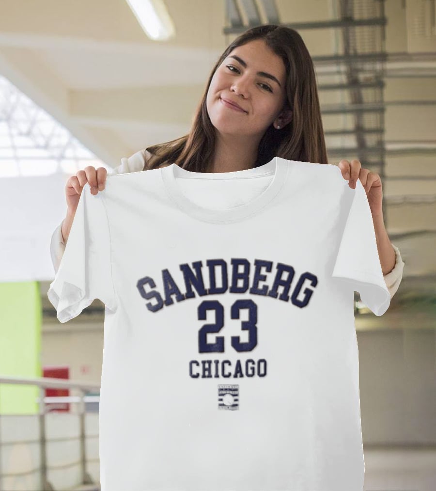Chicago Cubs Sandberg 23 Jersey Vintage Style C Patch T-Shirt