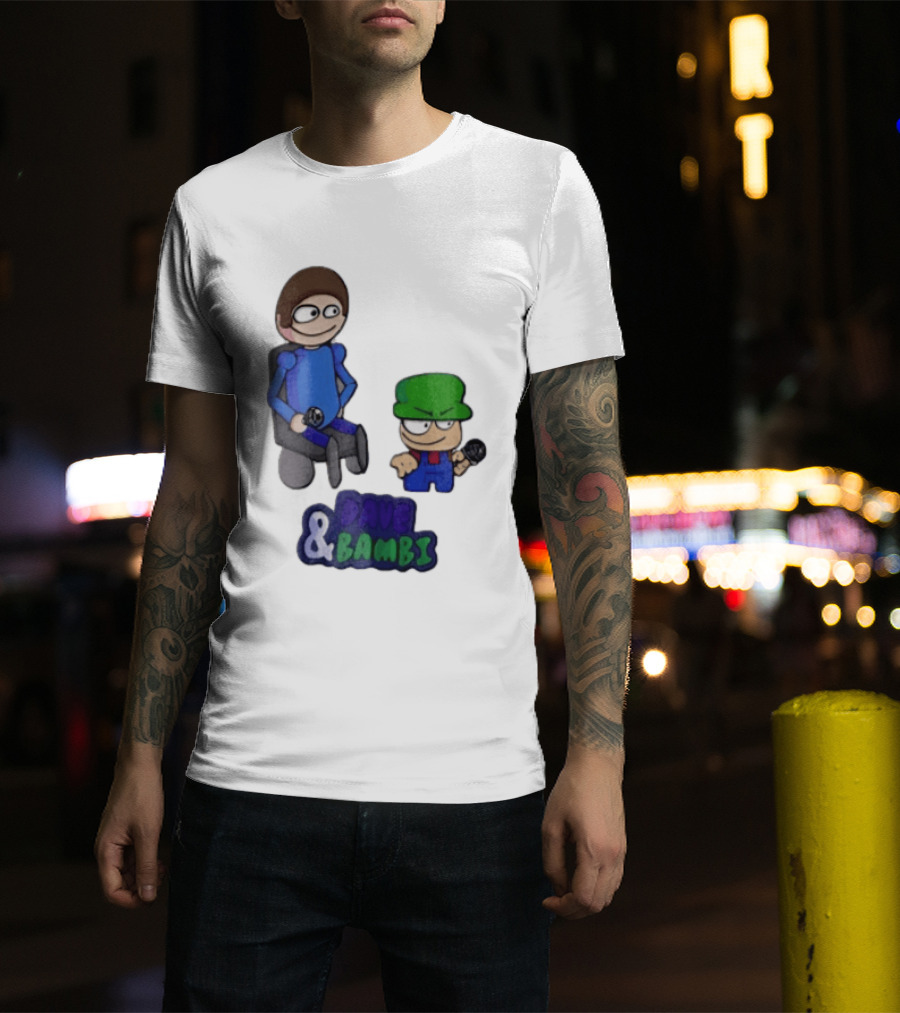 Dave And Bambi Characters Holding Microphones Cartoon T-Shirt