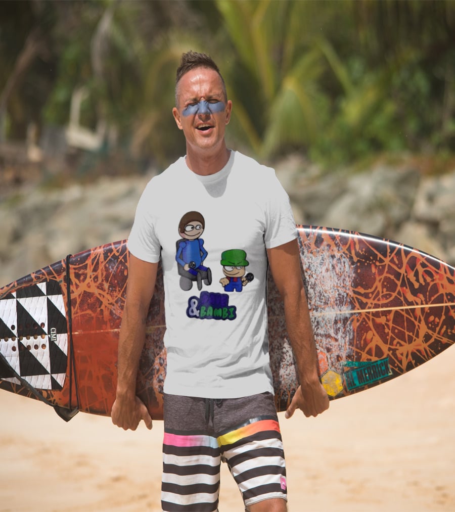 Dave And Bambi Characters Holding Microphones Cartoon T-Shirt
