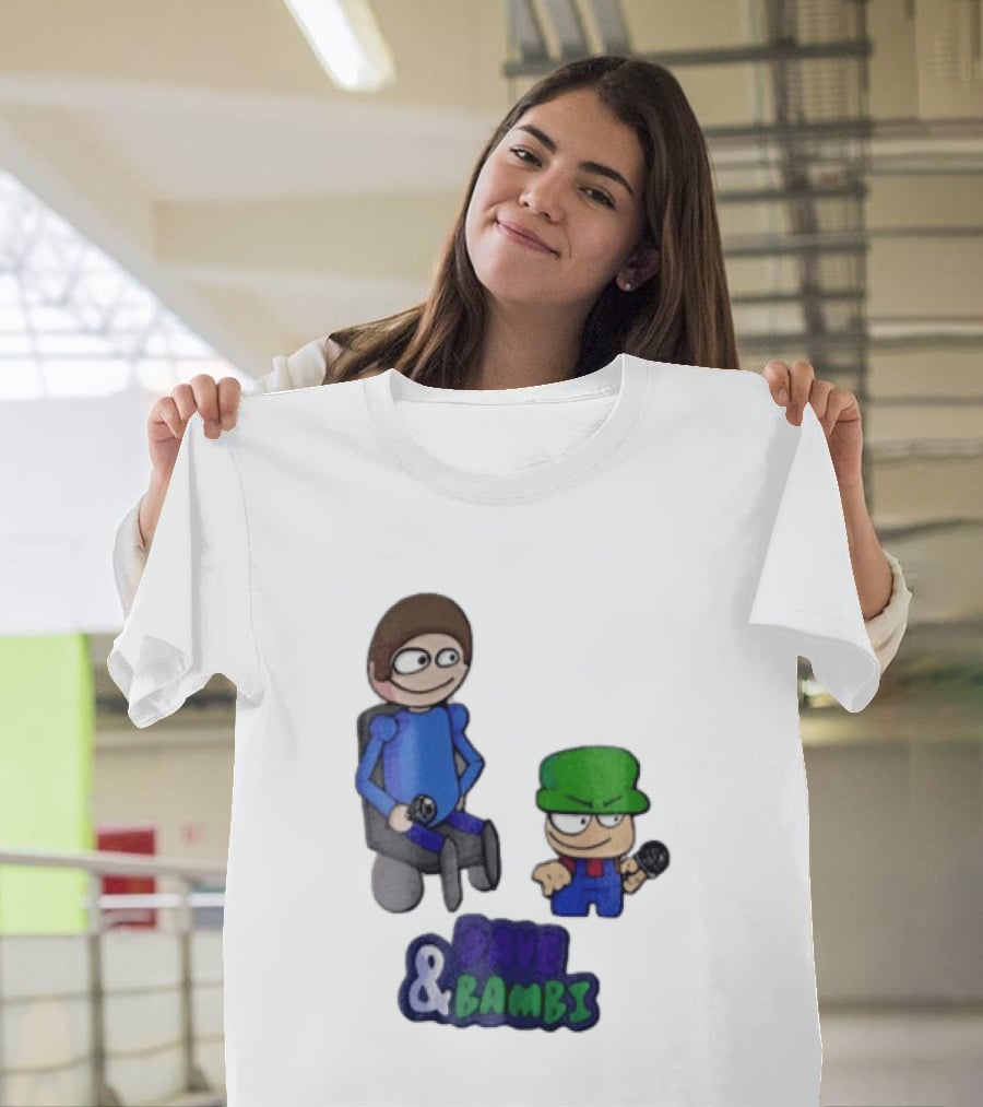 Dave And Bambi Characters Holding Microphones Cartoon T-Shirt