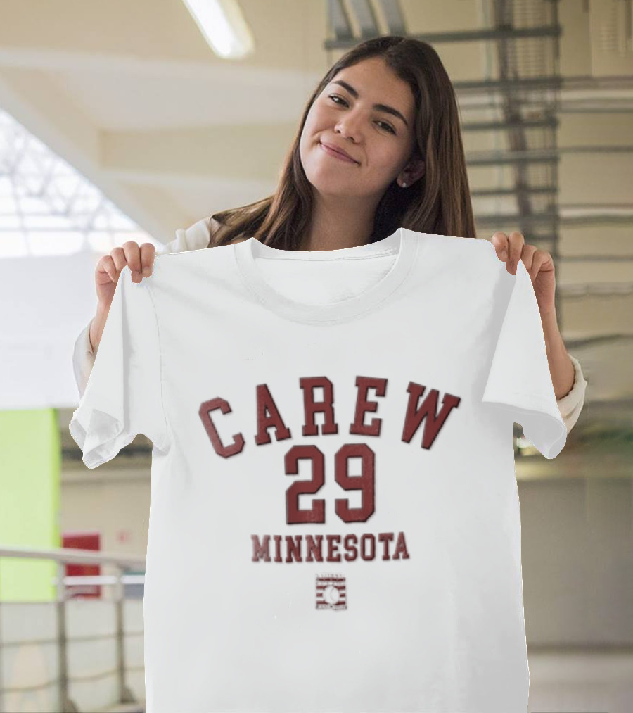 Minnesota Twins Carew 29 Baseball Hall Of Fame Jersey Lettering T-Shirt