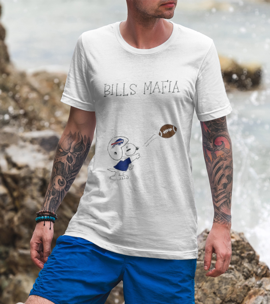 Snoopy Bills Mafia Buffalo Bills Football Fan Apparel Peanuts Sports T-Shirt