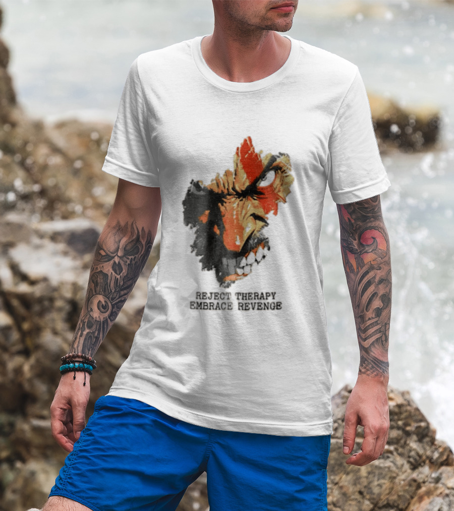 Reject Therapy Embrace Revenge Kratos Angry Bearded Man Red Tattoo God Of War T-Shirt