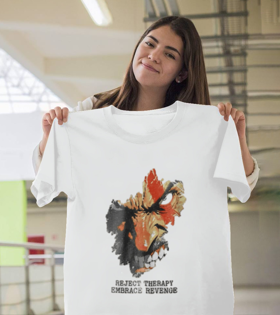 Reject Therapy Embrace Revenge Kratos Angry Bearded Man Red Tattoo God Of War T-Shirt