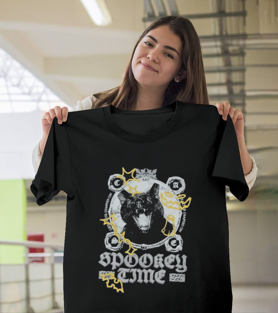 CaseOh's Spooky Time Diapies On Cat Ghost Pumpkin Bat T-Shirt
