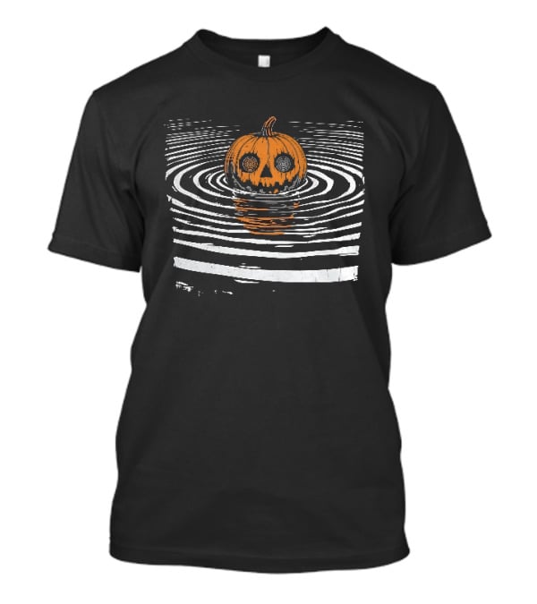 Hypnotic Eyes Pumpkin Floating In Water Ripples Distressed T-Shirt