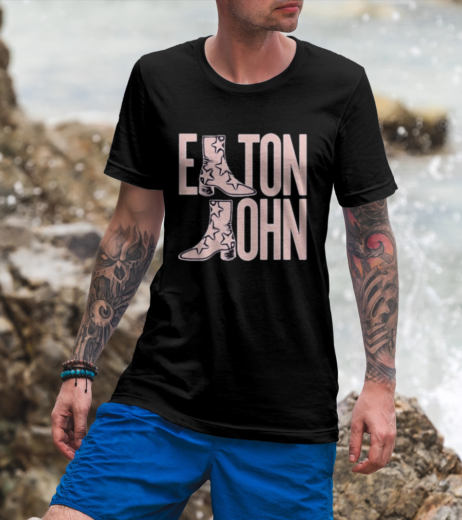Elton John Star Pattern Boot Troubadour T-Shirt
