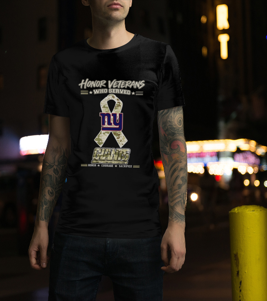 New York Giants Honor Veterans Who Served Salute Camouflage Ribbon NFL T-Shirt