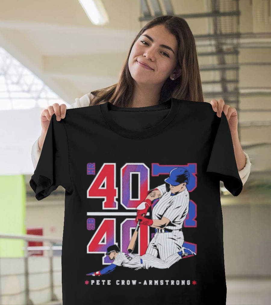 Pete Crow Armstrong 40 40 HR SB Club Chicago Cubs Players T-Shirt