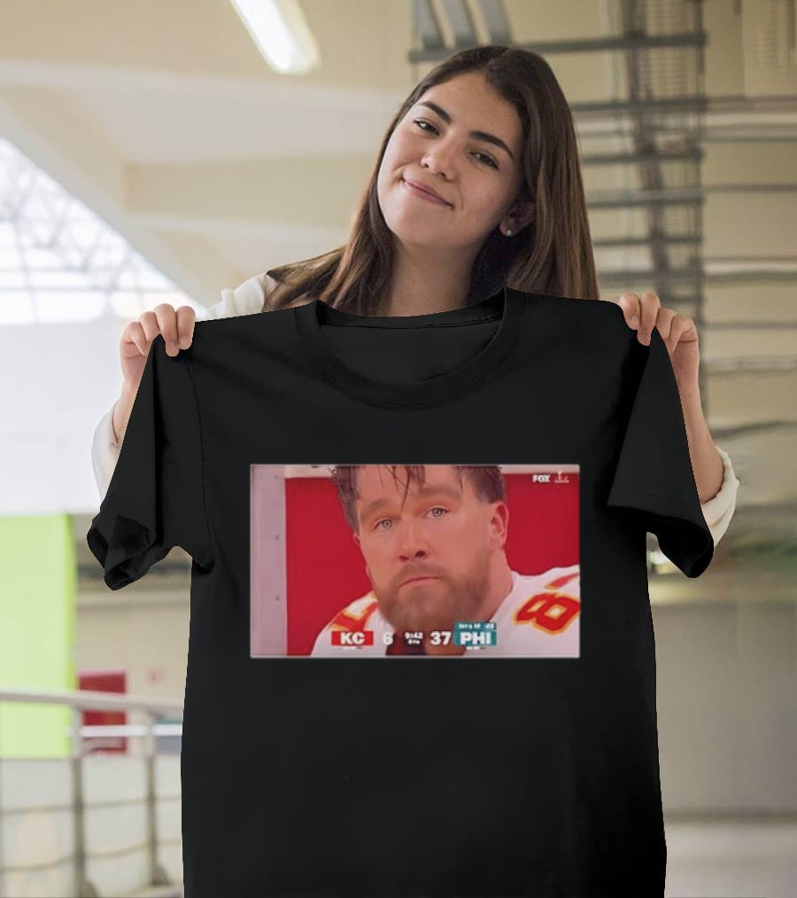 Kelce's Face Disappointment KC 6 PHI 37 NFL Football Game Loss T-Shirt