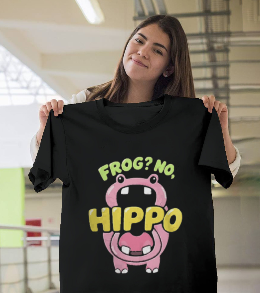 Frog No Hippo Pink Character Cartoon Playful T-Shirt