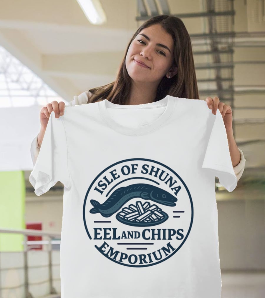 Isle Of Shuna Eel And Chips Emporium Retro Seal T-Shirt