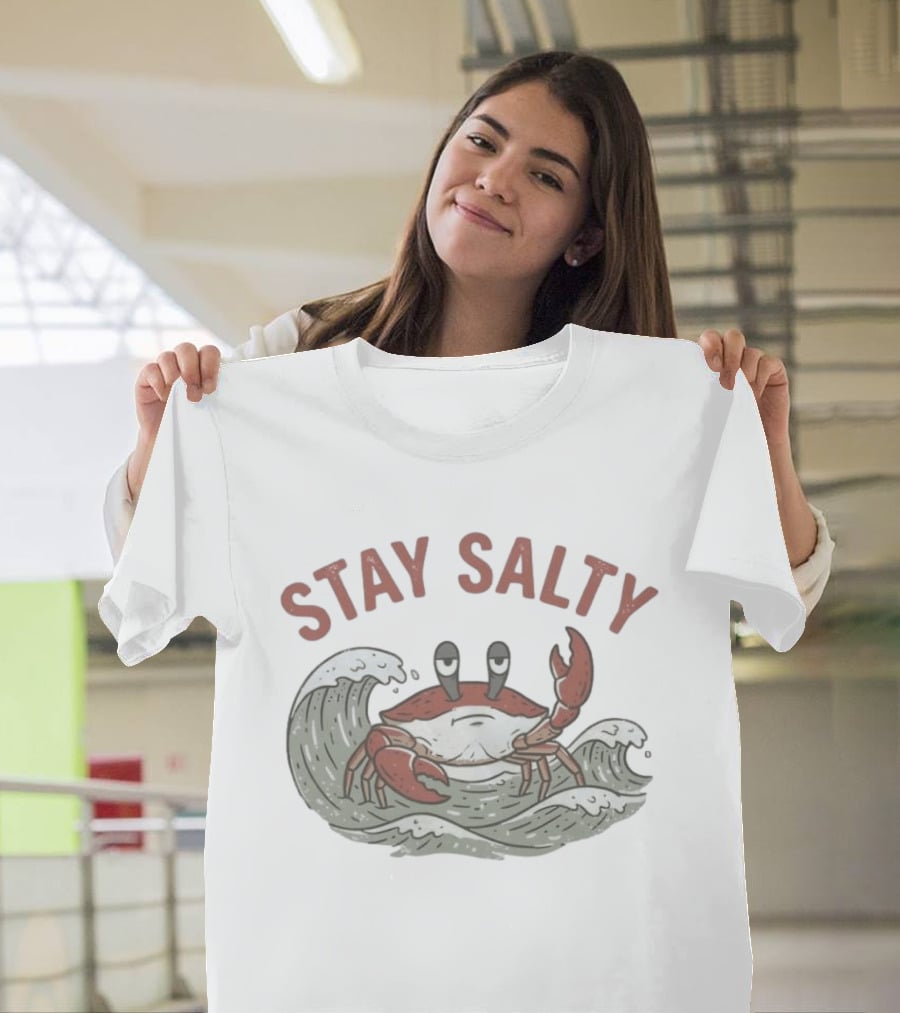 Stay Salty Crab Ocean Waves Sea Creature T-Shirt