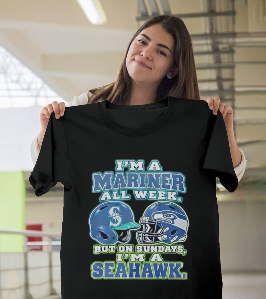 I'm A Mariner All Week But On Sundays I'm A Seahawk Football Helmet T-Shirt
