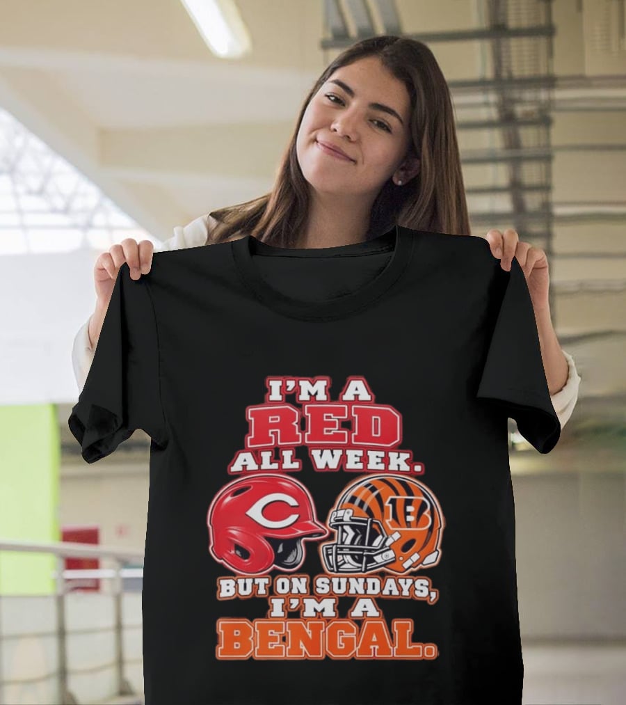 I'm A Red All Week But On Sundays I'm A Bengal Football Helmet And Baseball Helmet T-Shirt