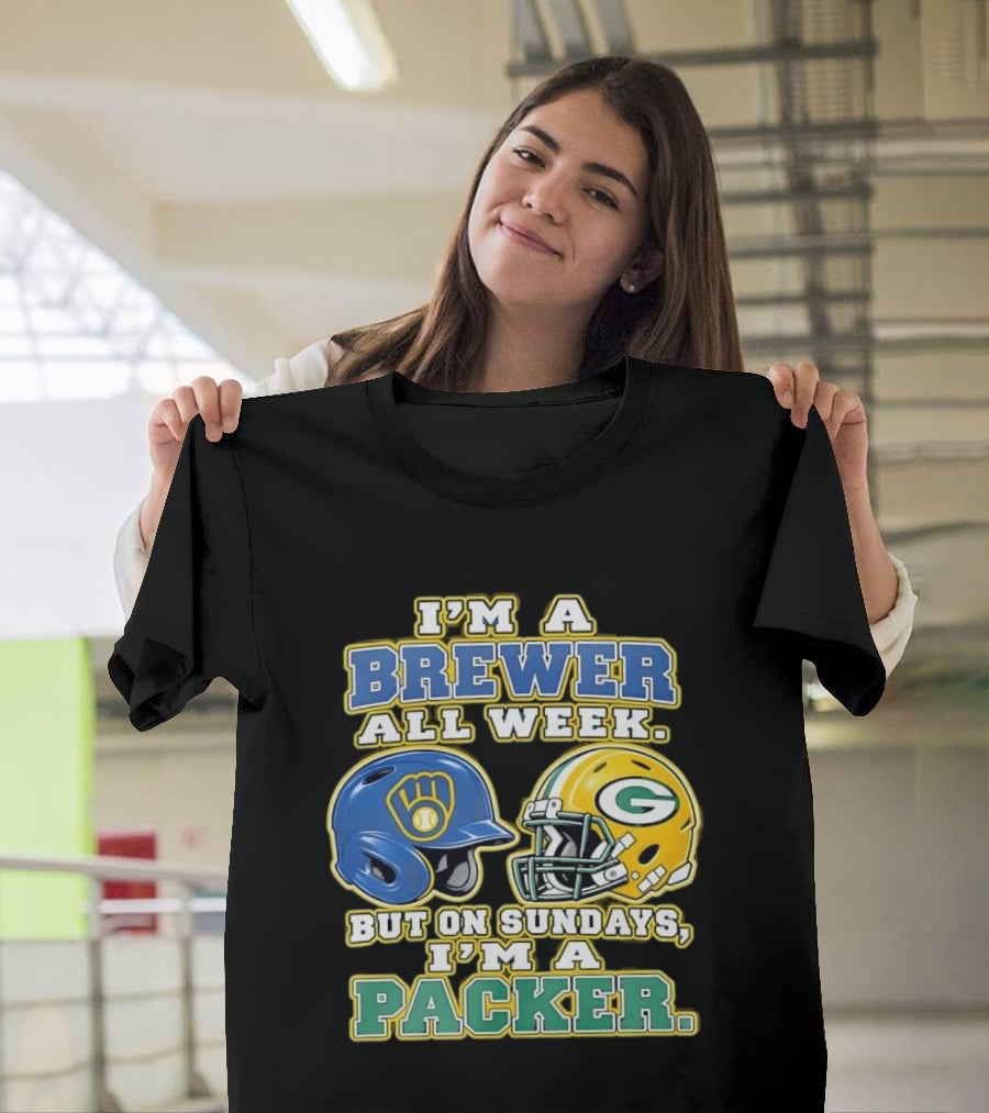 I'm A Brewer All Week But On Sundays I'm A Packer Helmet T-Shirt
