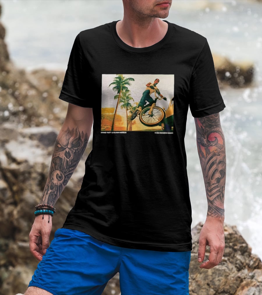 Grand Theft Auto San Andreas Rockstar Games Bicycle Scene T-Shirt
