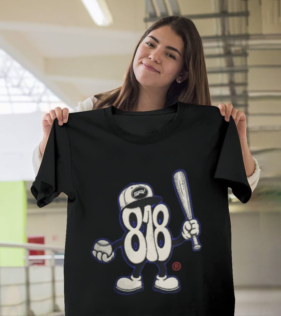 SFV 818 Character Baseball Cap Holding Bat And Ball T-Shirt
