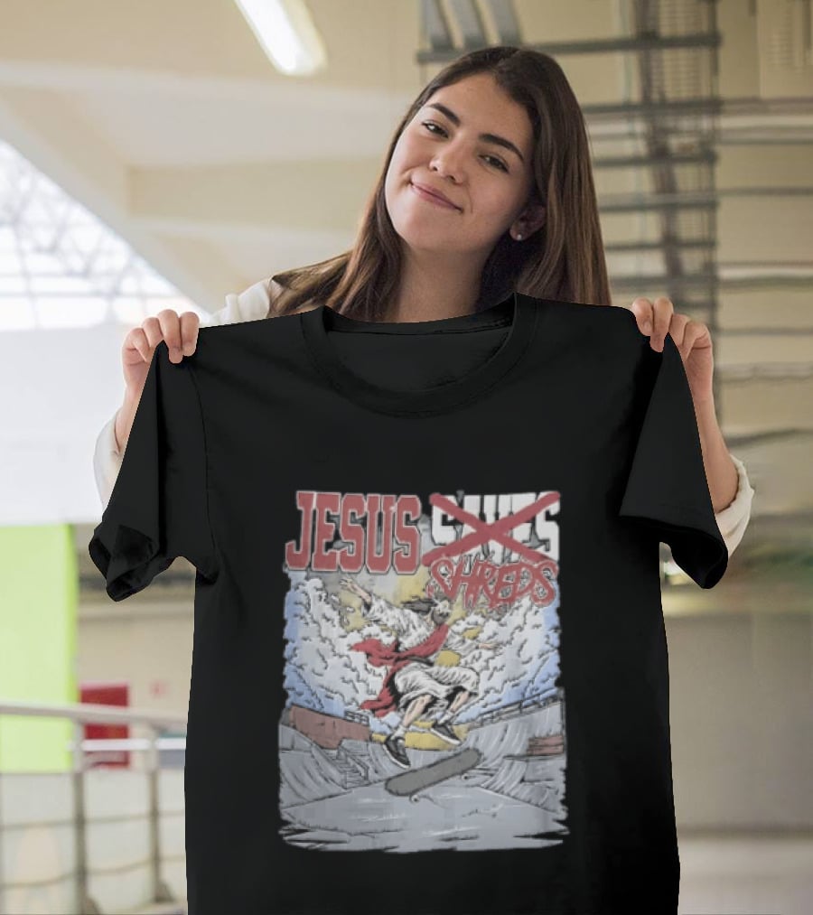 Jesus Shreds Skateboarding Ramp Savior Extreme Sports T-Shirt