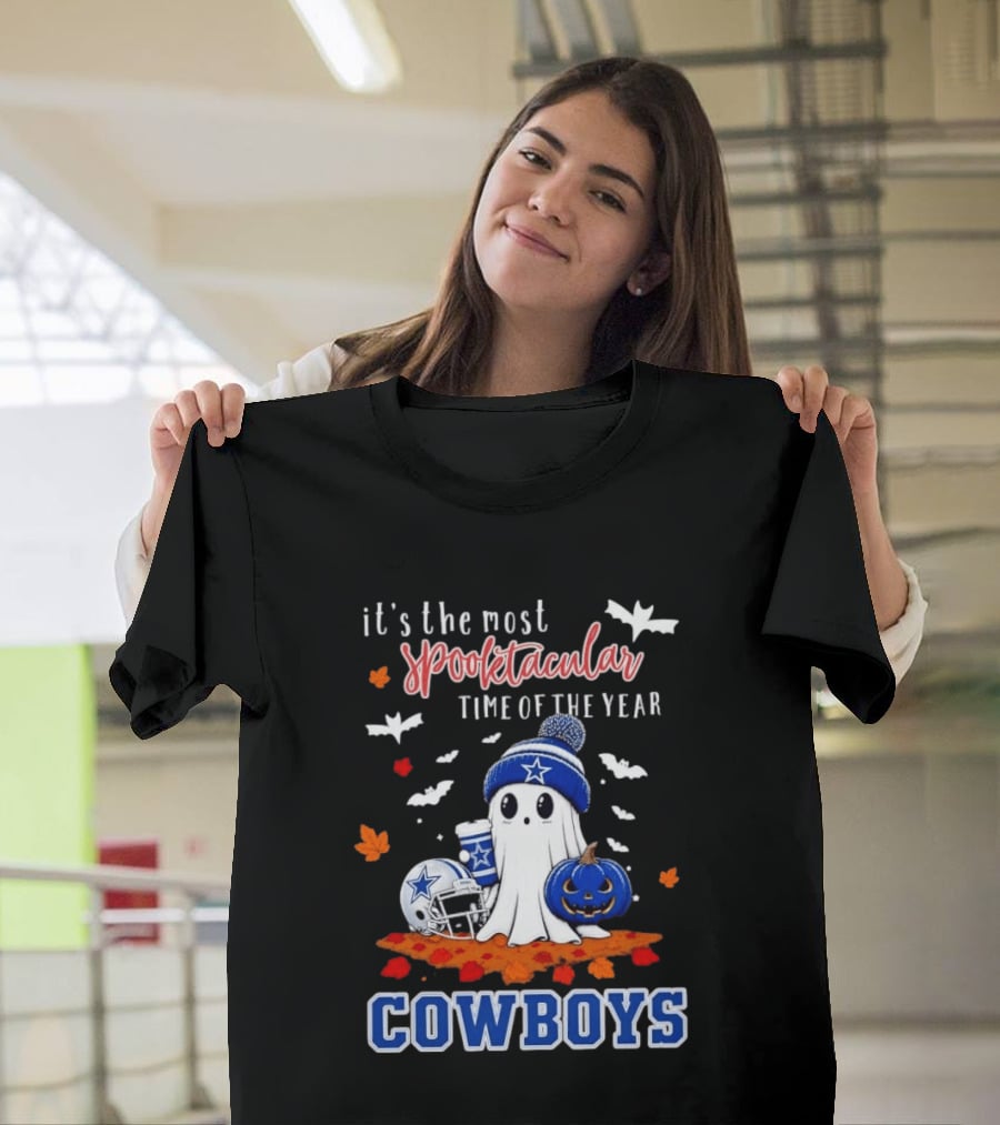 It's The Most Spooktacular Time Of The Year Cowboys Halloween Ghost Pumpkin Football T-Shirt