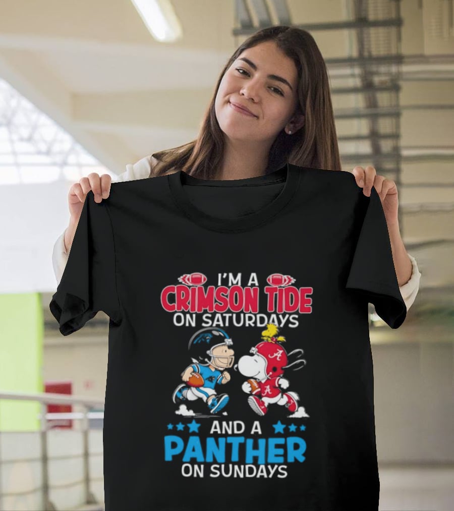 I'm A Crimson Tide On Saturdays And A Panther On Sundays Snoopy And Charlie Brown T-Shirt