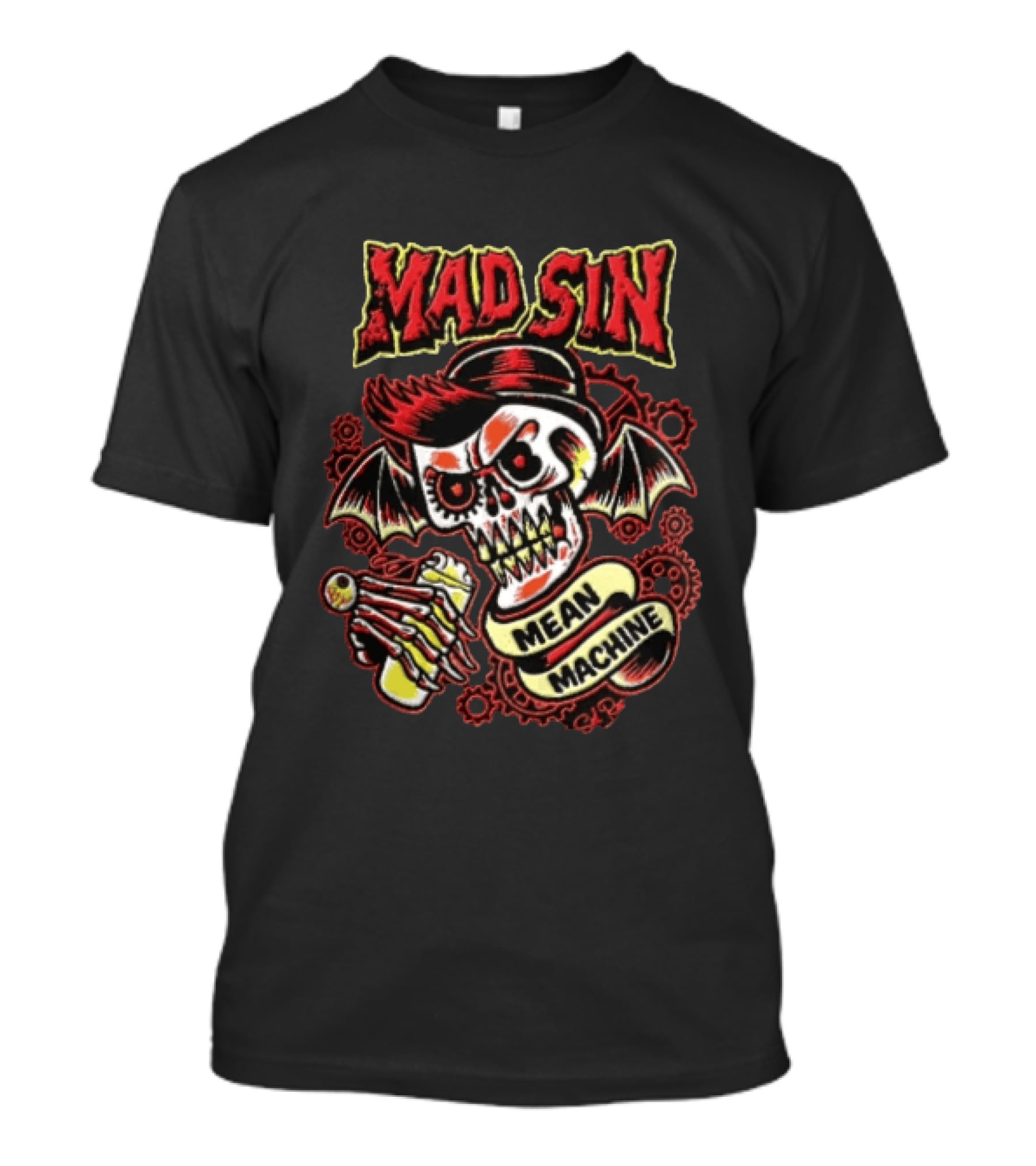 Mad Sin Mean Machine Skull Skeleton Beer T-Shirt