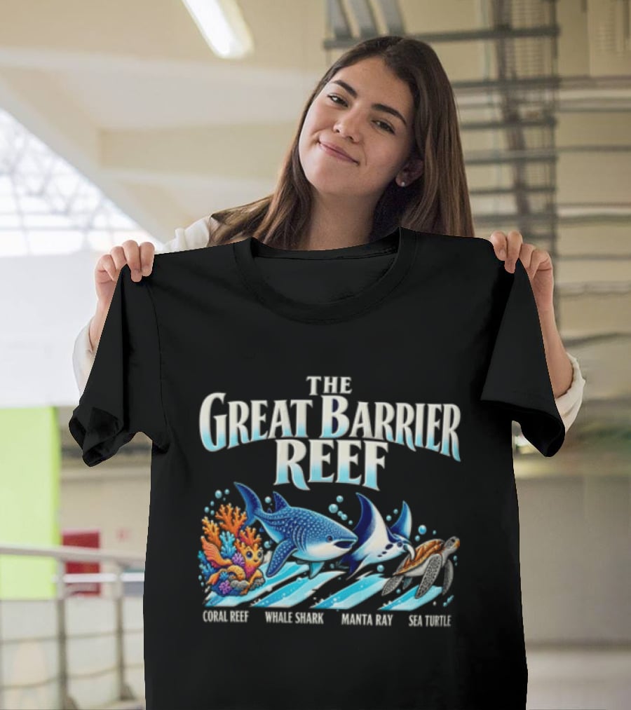 The Great Barrier Reef Coral Reef Whale Shark Manta Ray Sea Turtle Ocean Wildlife T-Shirt
