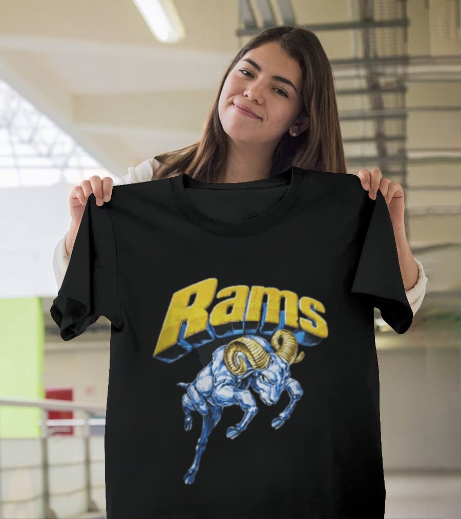 Rams Blue Bull Charging With Golden Horns Majestic Power T-Shirt
