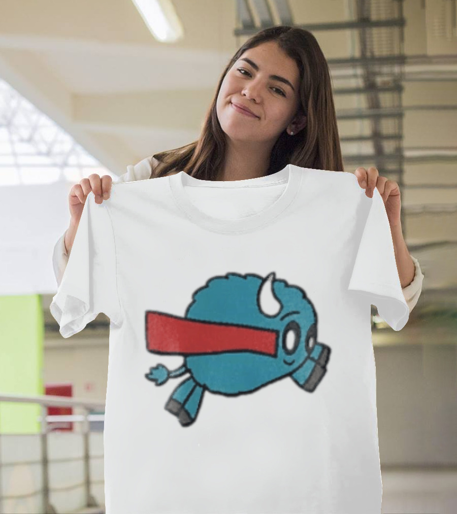Buffalo Superhero With Red Cape Flying Action T-Shirt