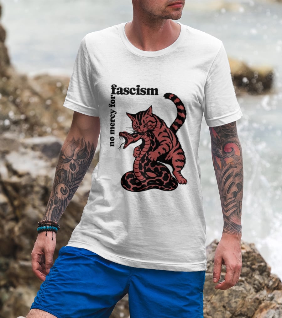 No Mercy For Fascism Cat And Snake T-Shirt
