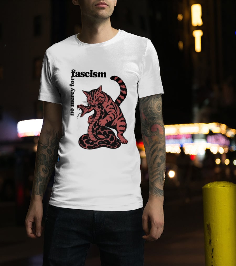 No Mercy For Fascism Cat And Snake T-Shirt