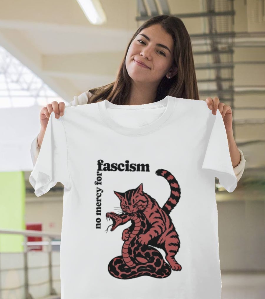 No Mercy For Fascism Cat And Snake T-Shirt