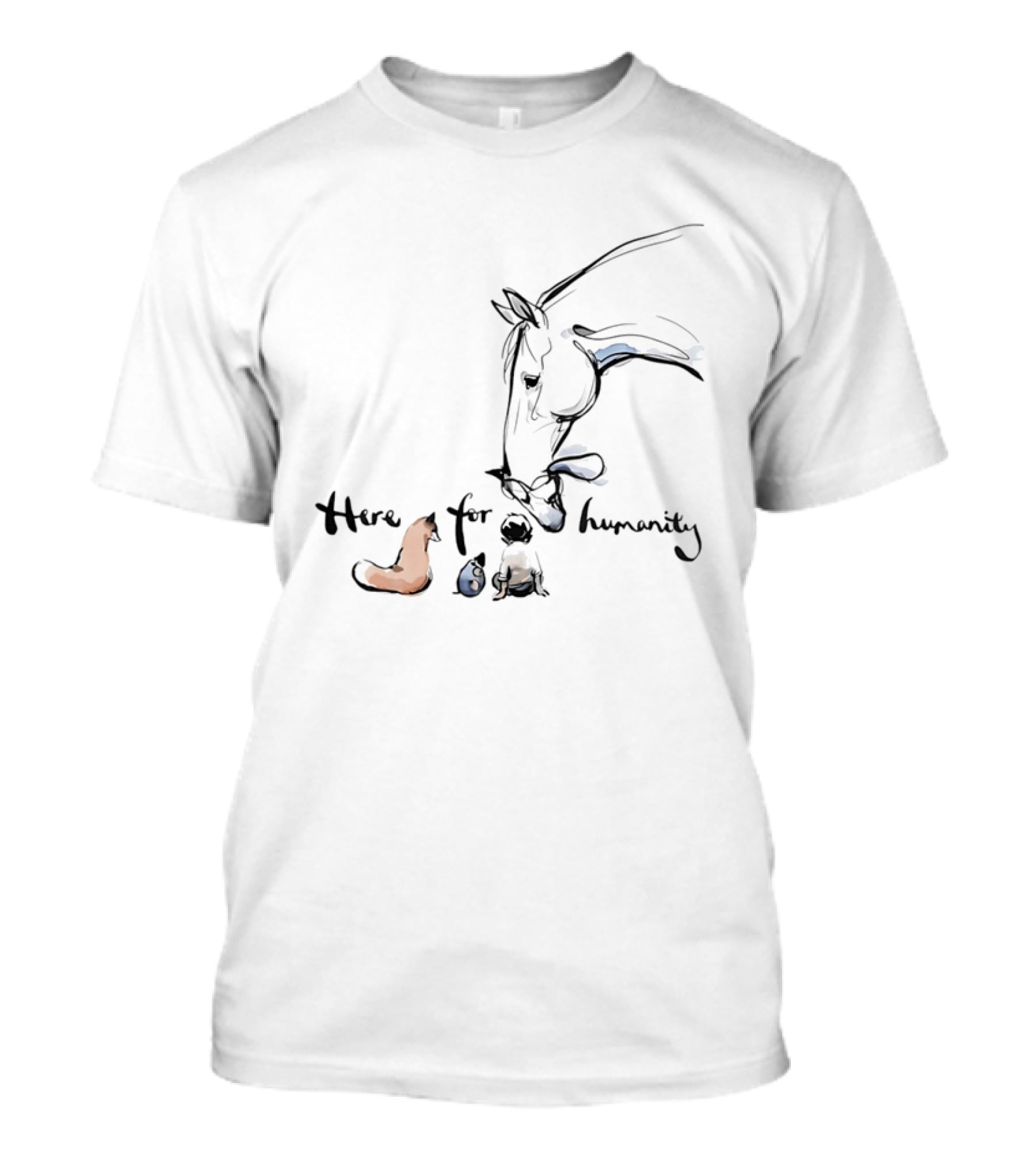 Charlie Mackesy Here For Humanity Gentle Horse And Friends T-Shirt