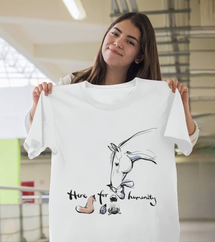 Charlie Mackesy Here For Humanity Gentle Horse And Friends T-Shirt