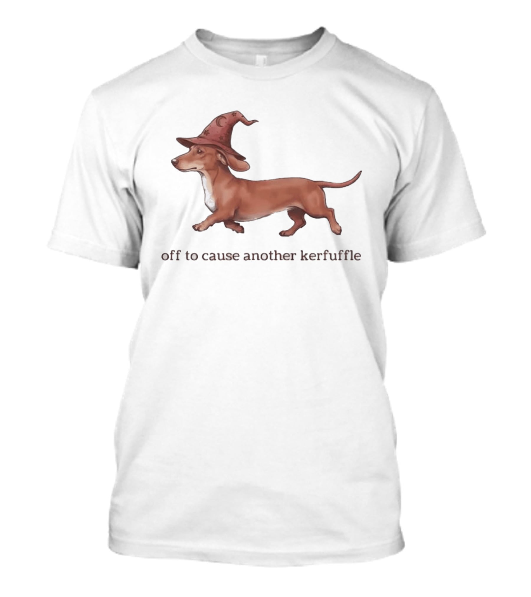 Off To Cause Another Kerfuffle Dachshund Wizard T-Shirt