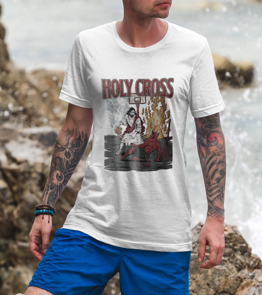 Holy Cross Basketball Player Versus Devil Duel T-Shirt