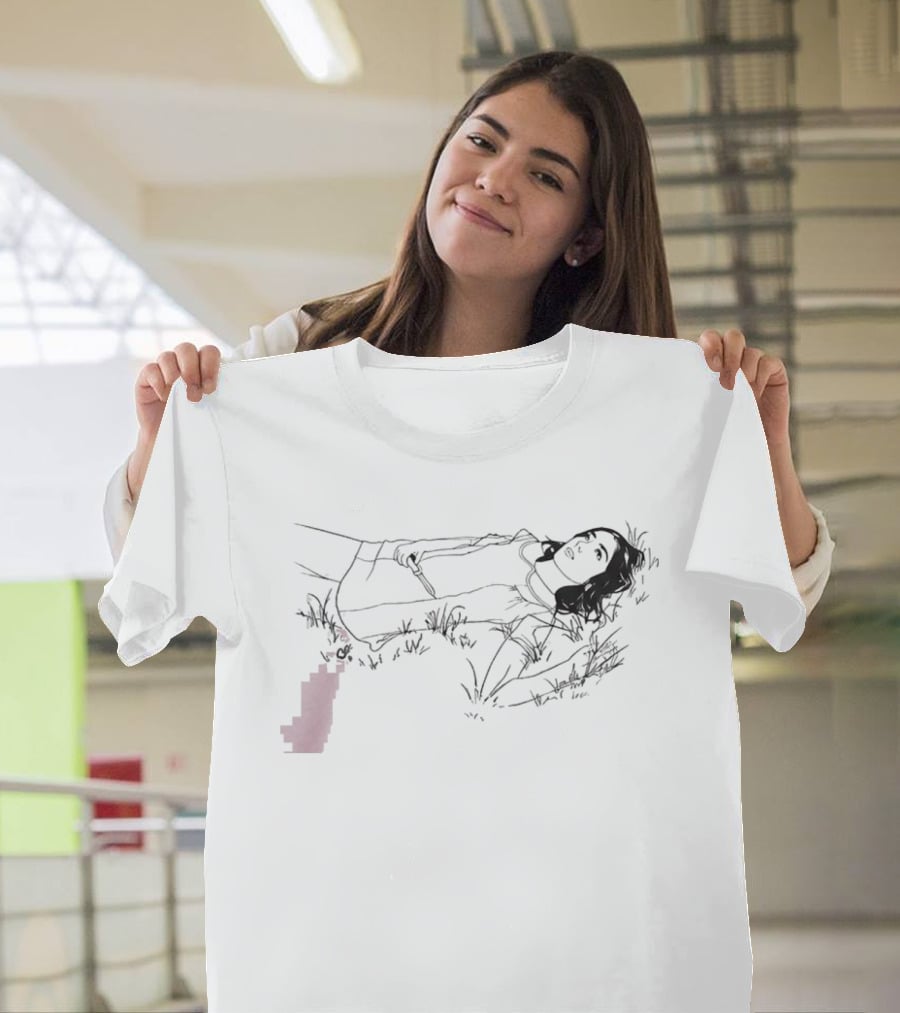 The Unraveled Tour Olivia Rodrigo Knife Graphic Line Art Lying In Grass T-Shirt
