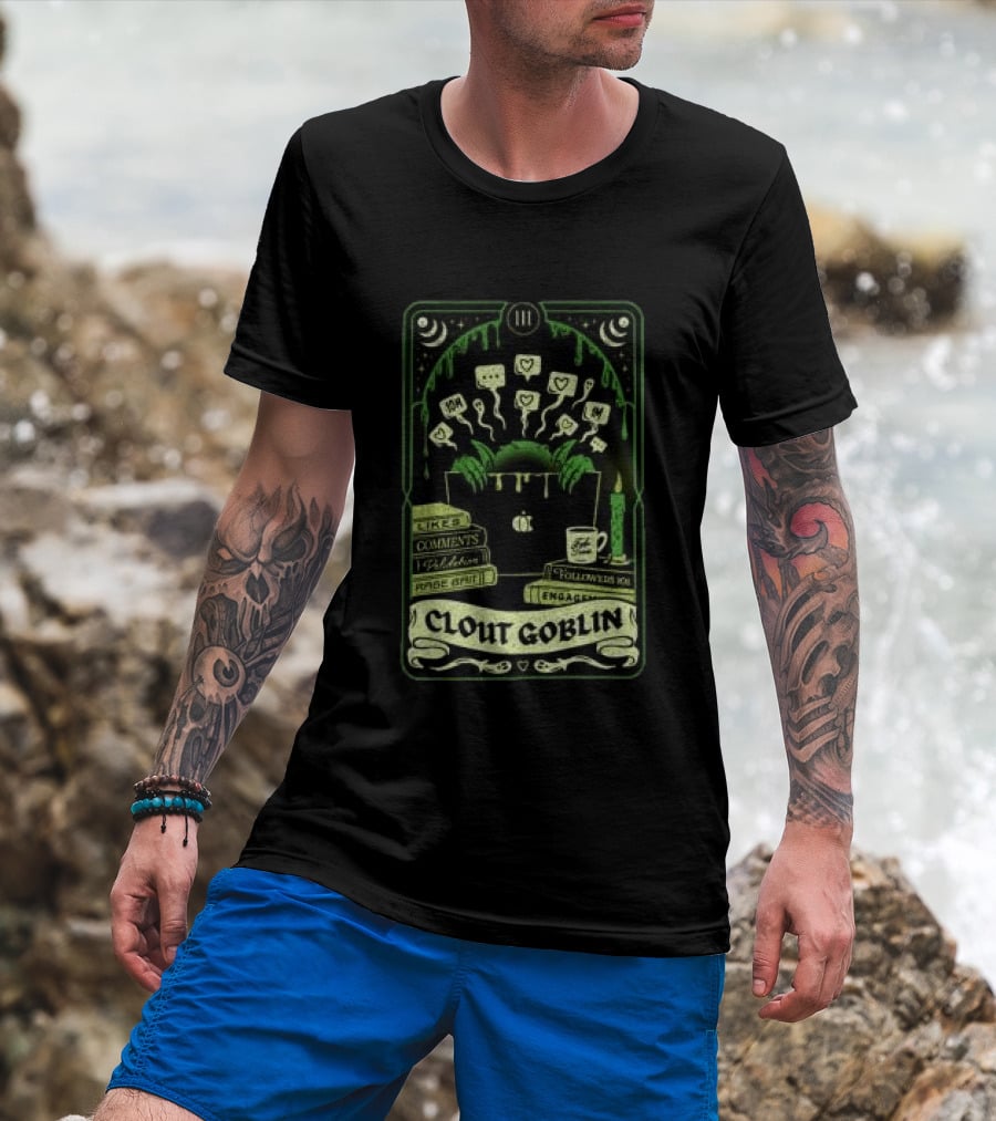 Do We Know Them Clout Goblin Tarot Card Style Social Media Icons And Keywords T-Shirt