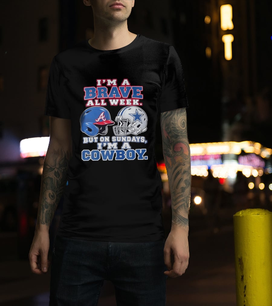 I'm A Brave All Week But On Sundays I'm A Cowboy Helmet Combination T-Shirt
