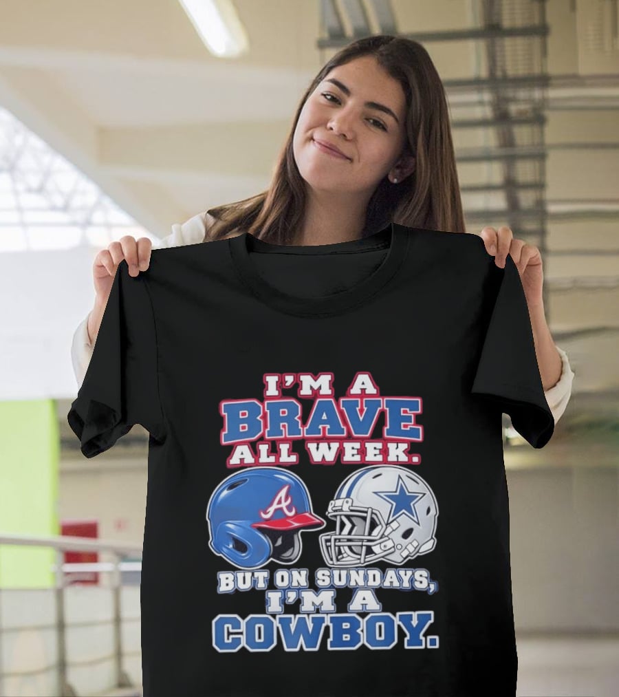 I'm A Brave All Week But On Sundays I'm A Cowboy Helmet Combination T-Shirt