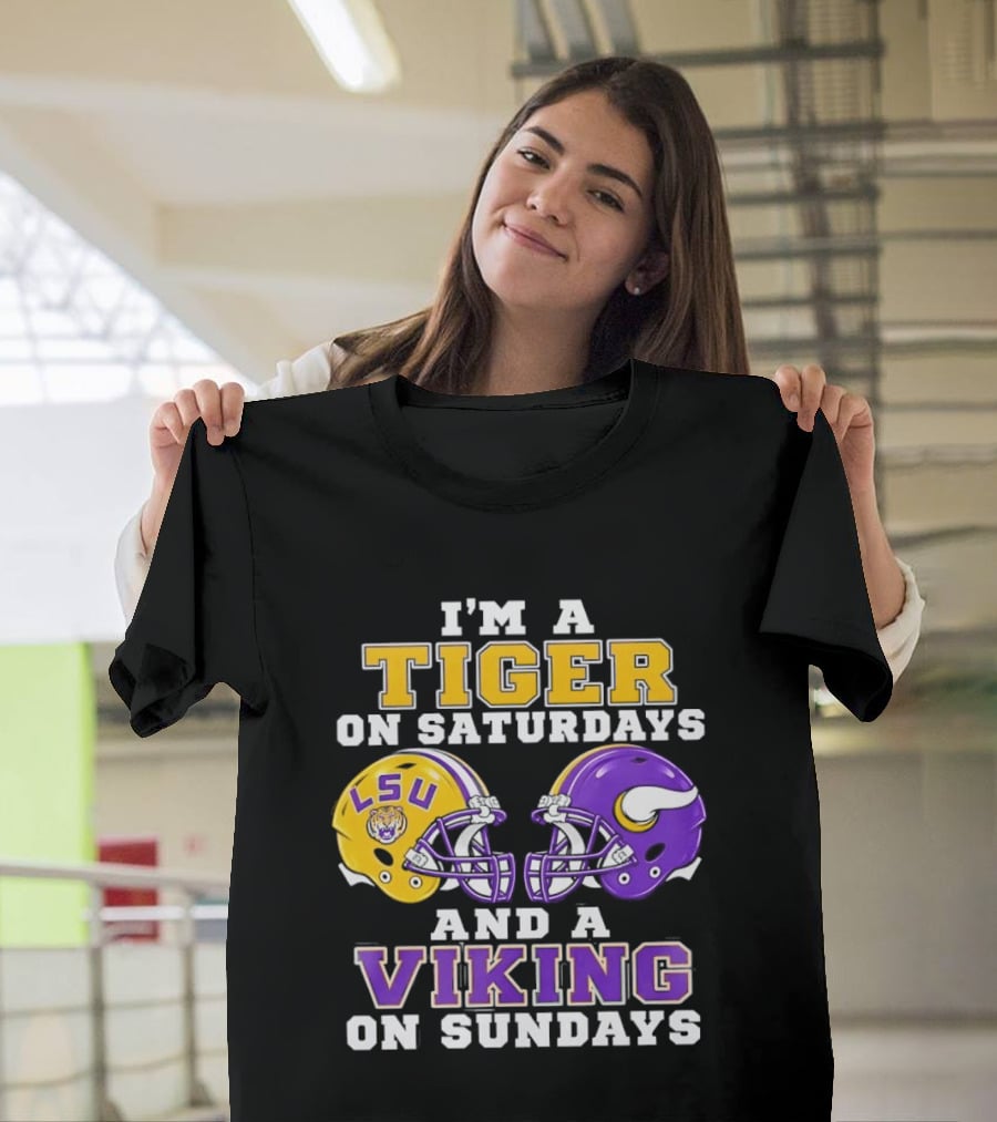 LSU Tiger Saturdays And Viking Sundays Football Fan T-Shirt