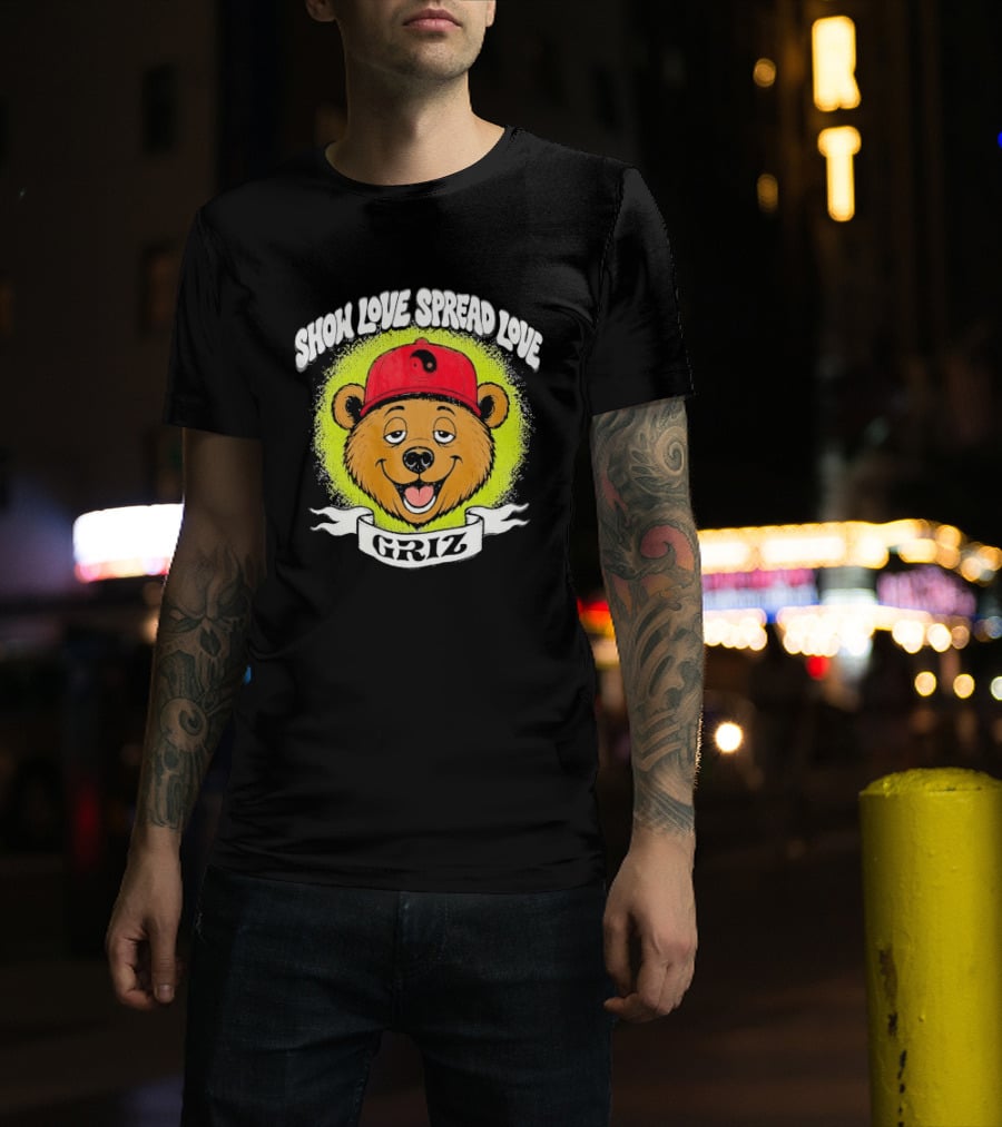 Griz Show Love Spread Love 1990's Bear Hat T-Shirt