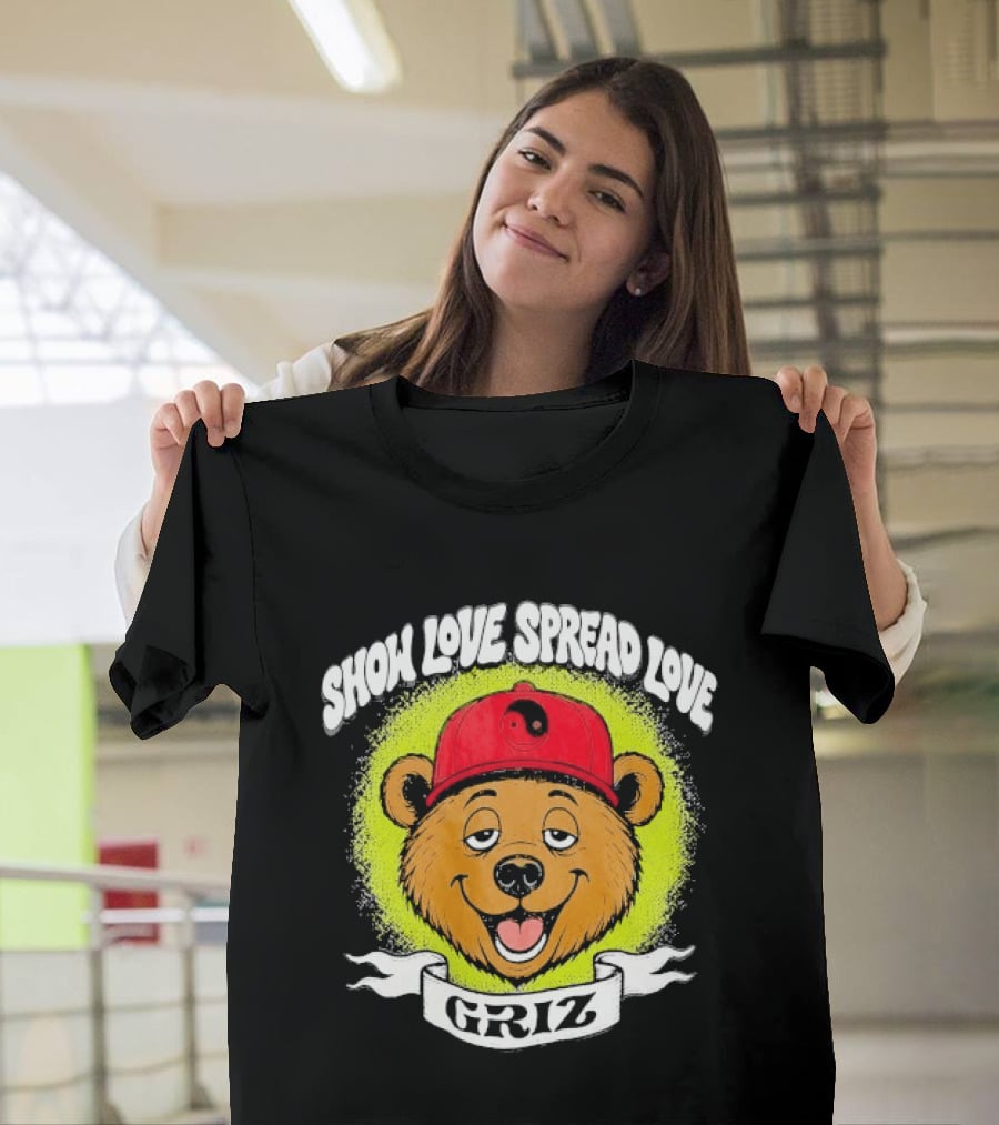 Griz Show Love Spread Love 1990's Bear Hat T-Shirt
