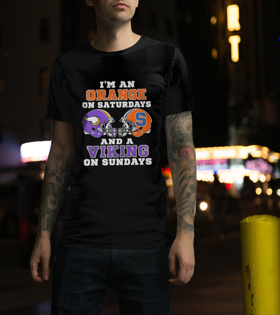 I'm An Orange On Saturdays And A Viking On Sundays Football Helmets T-Shirt
