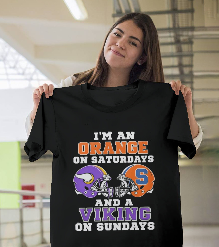 I'm An Orange On Saturdays And A Viking On Sundays Football Helmets T-Shirt